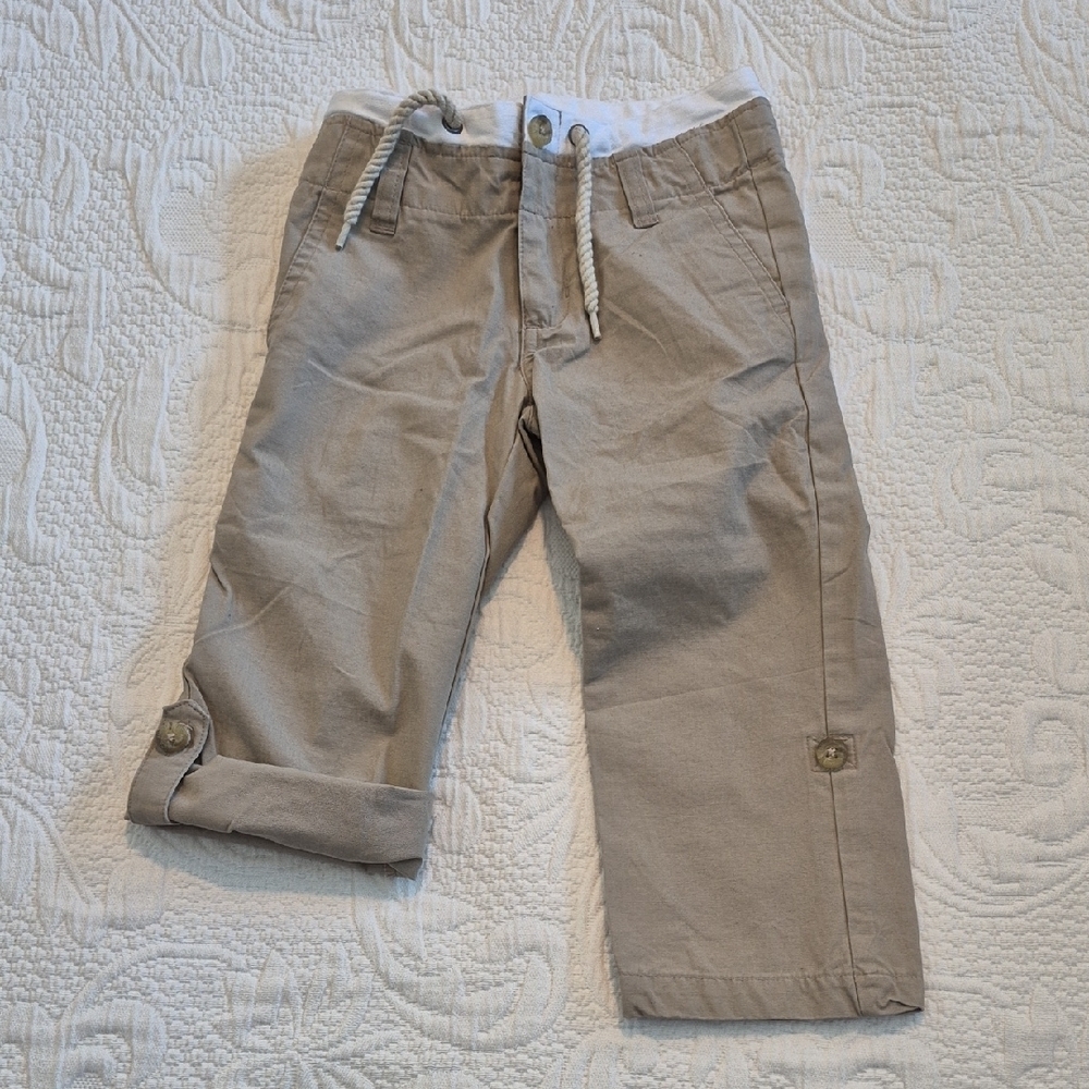 Janie and Jack boys 2T tan and white convertible leg chino pants VVGUC